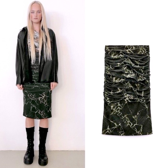 Zara draped ruched midi skirt NWT - Picture 1 of 7